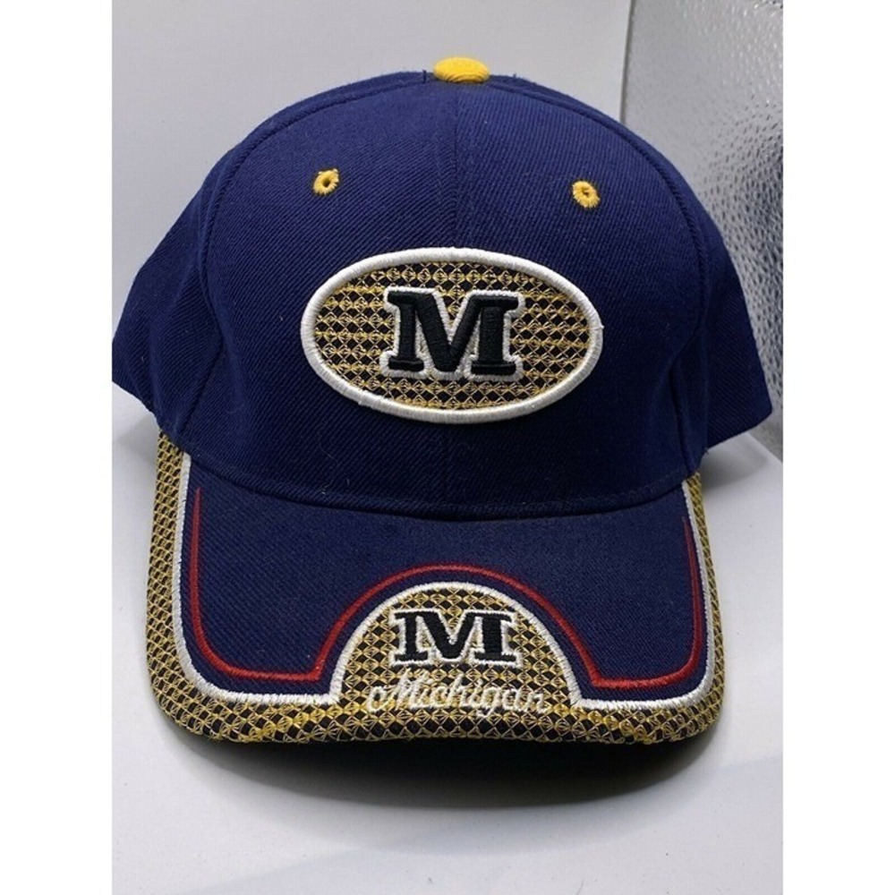 Seasonal Headwear Michigan Wolverines Hat Navy Blue Wool Blend Adjustable Cap